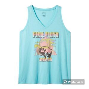 5X 28W Torrid Blue Pink Floyd Animals Tank Pastel V Neck 80s Retro Classic Rock